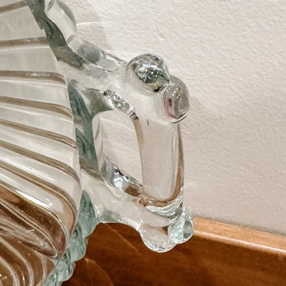 Vintage Clear Glass‎ Divided Serving Tray with Handles - 12